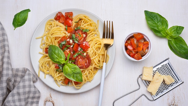 Flat lay local food meal assortment