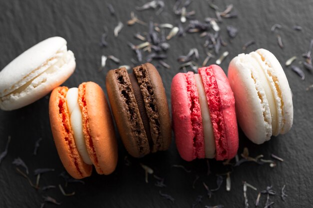 Flat lay macaroons arrangement