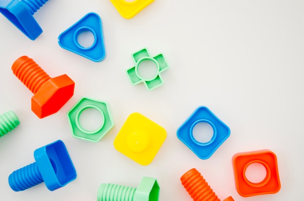 Flat lay matching toys for kids