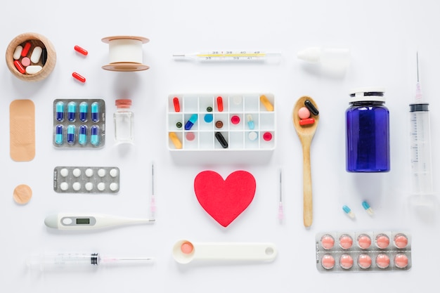 Free photo flat lay medical composition