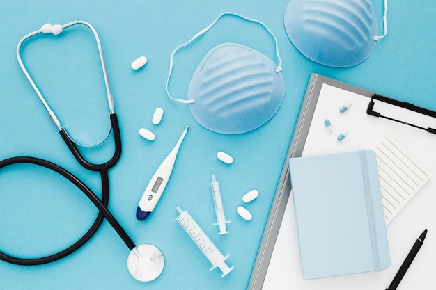 Flat lay medical equipment