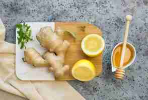 Free photo flat lay of medicinal spices and herbs