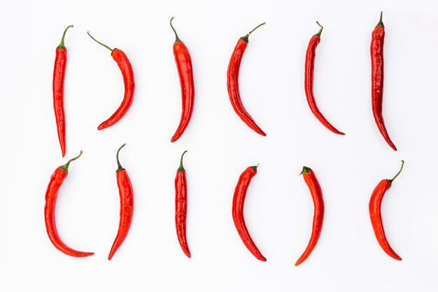 Flat lay mexican food composition with chilis