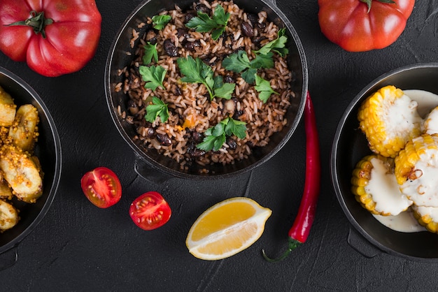 Free photo flat lay of mexican food