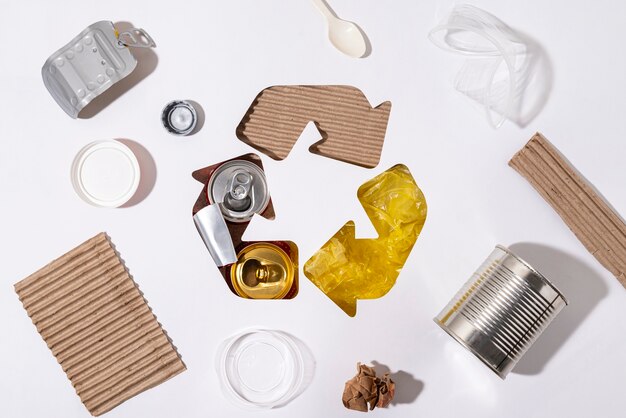 Flat lay minimal recycling concept