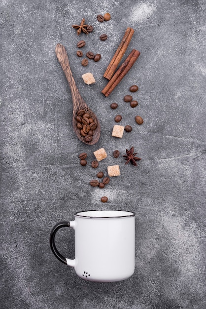 Flat lay minimalist arrangement of ingredients