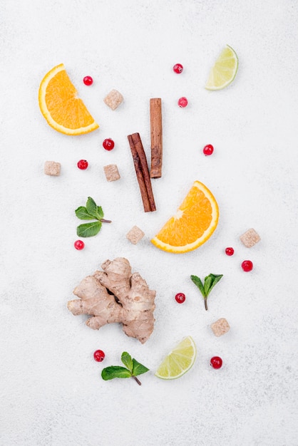 Flat lay minimalist assortment of ingredients