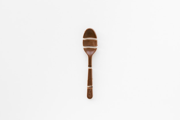 Flat lay minimalist chocolate spoon
