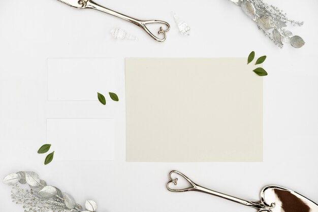 Flat lay mock-up wedding card