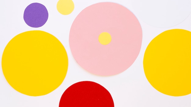 Flat lay of multicolored paper circles
