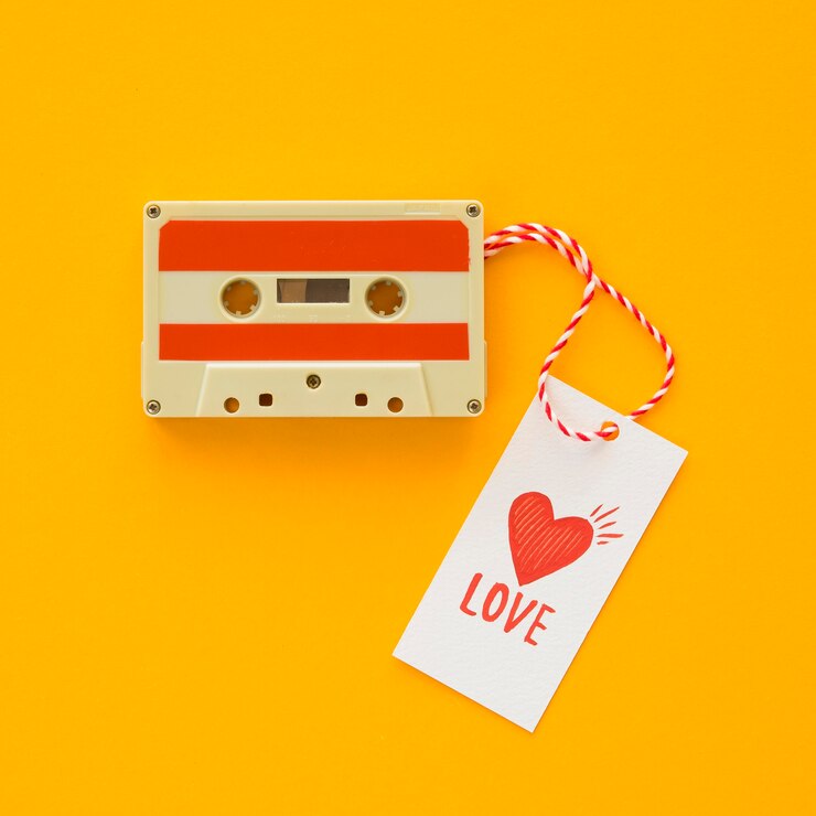 Free Photo flat lay of music concept with casette