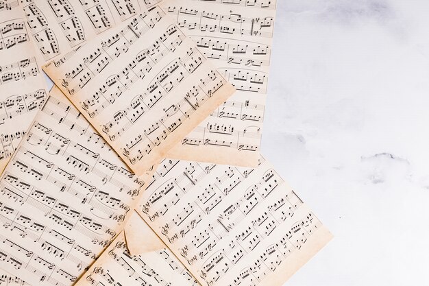 Flat lay of music notes