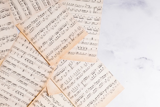 Flat lay of music notes