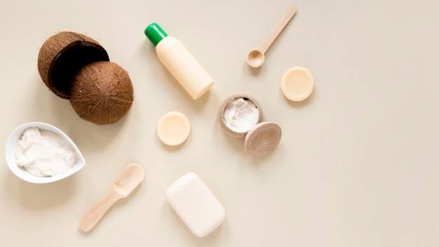 Free photo flat lay of natural cosmetics concept