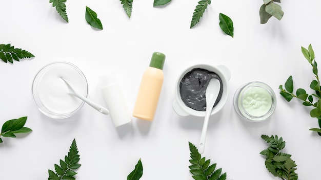 Flat lay of natural cosmetics concept