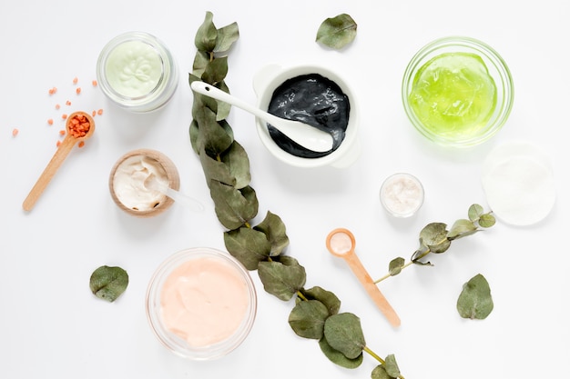 Flat lay of natural cosmetics concept
