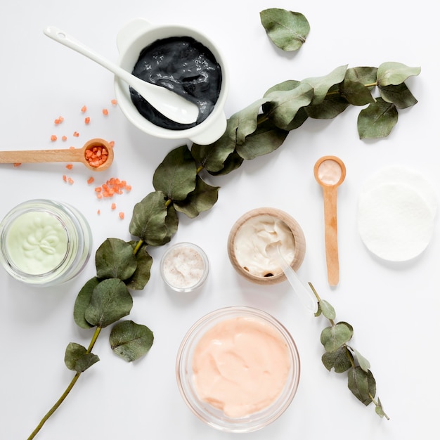 Flat lay of natural cosmetics concept