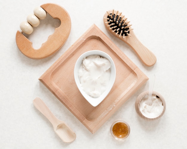 Free photo flat lay of natural cosmetics concept