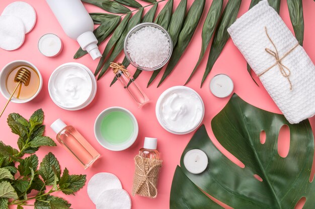 flat lay natural cosmetics