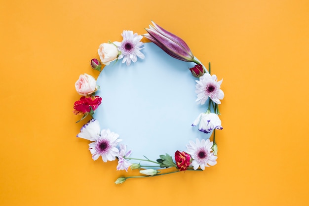 Flat lay natural floral frame with copy space