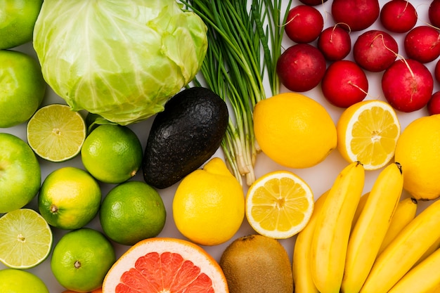 Flat lay natural food arrangement