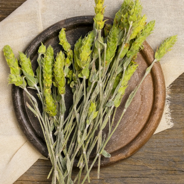 Free photo flat lay of natural medicinal spices and herbs