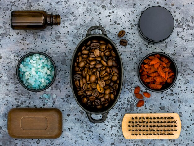 Flat lay of natural medicines