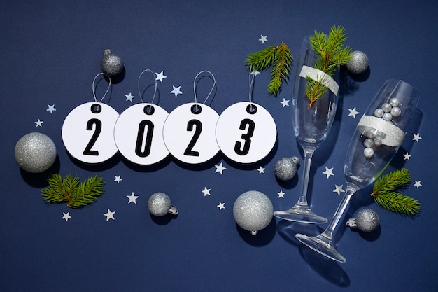 Free photo flat lay new year decorations assortment