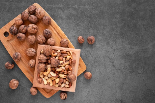 Free photo flat lay of nuts arrangement concept