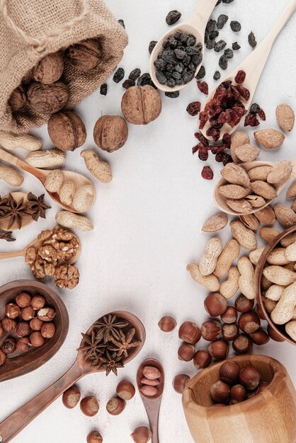 Flat lay of nuts arrangement