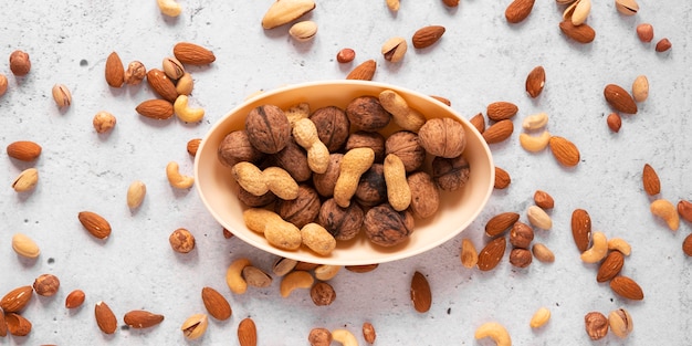 Free photo flat lay of nuts concept arrangement