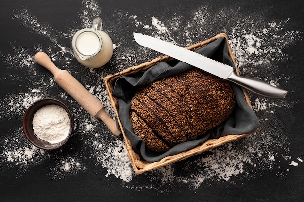 Бесплатное фото Плоская планировка вкусного хлеба
