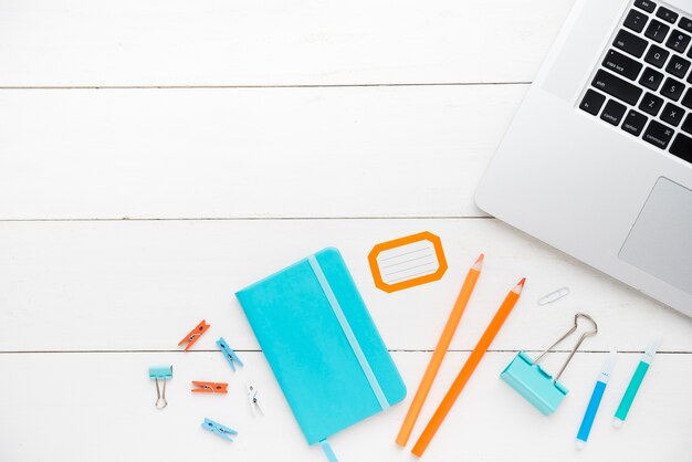 Flat lay of office desk concept