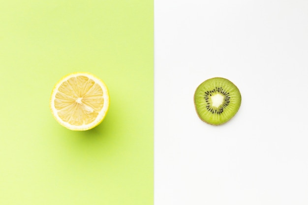 Free photo flat lay of orange and lemon slices concept