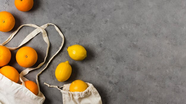 Flat lay oranges for healthy and relaxed mind