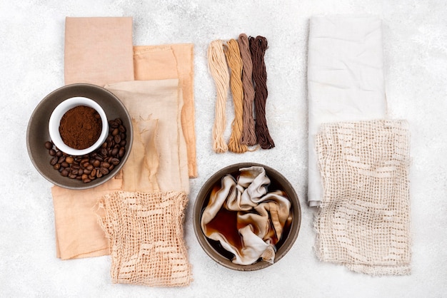 Free photo flat lay organic dye collection