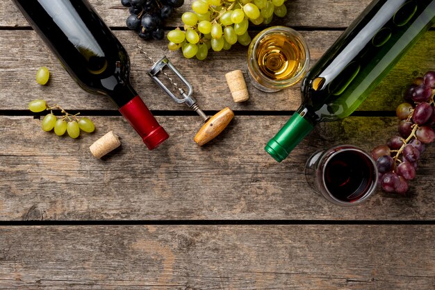 평평한 유기농 및 천연 와인