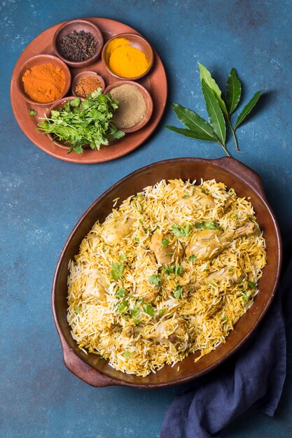 Flat lay pakistan meal arrangement