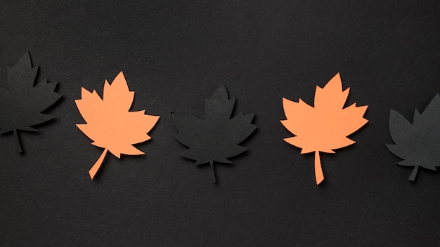 Flat lay paper autumn leaves assortment