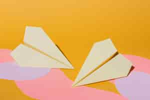 Free photo flat lay paper planes arrangement