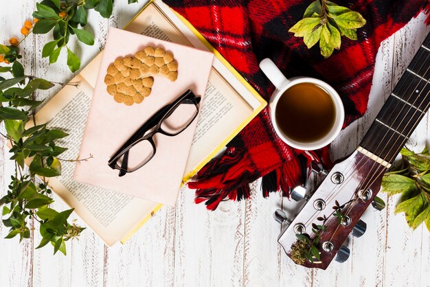 Flat lay picnic arrangement on white background