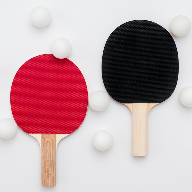 Free photo flat lay of ping pong set