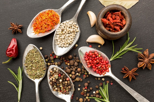 Flat lay powder condiments