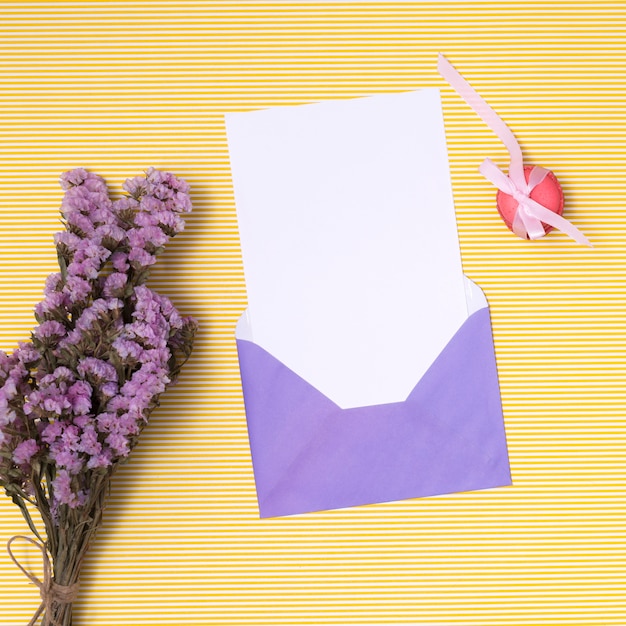 Flat lay purple birthday invitation mock-up