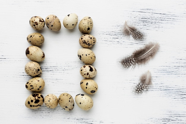 Free photo flat lay quail eggs arrangement