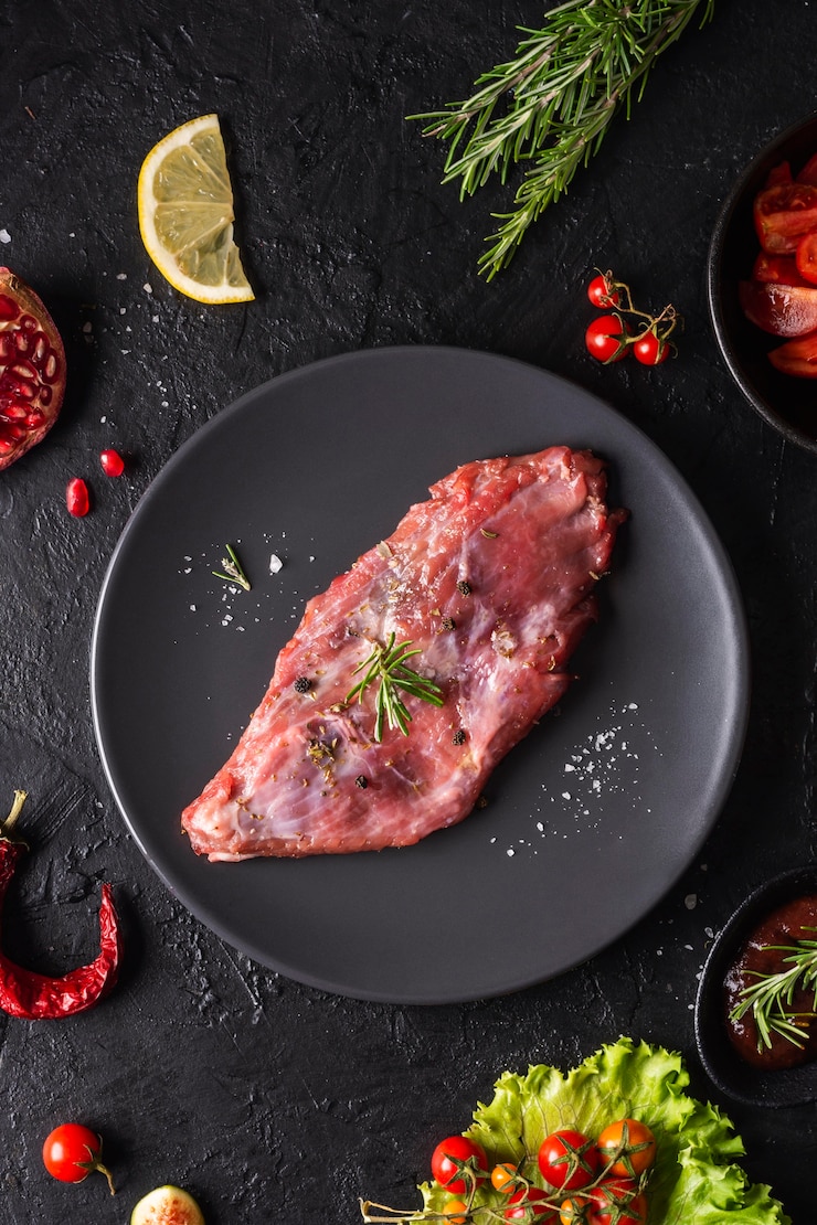 Free Photo flat lay of raw meat concept
