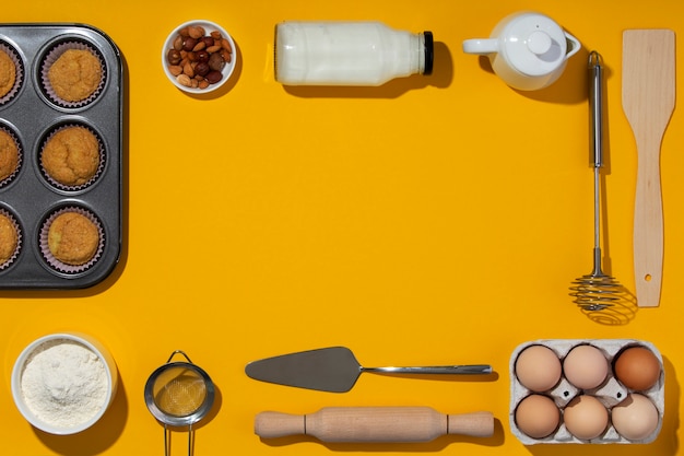 Flat lay recipe ingredients frame