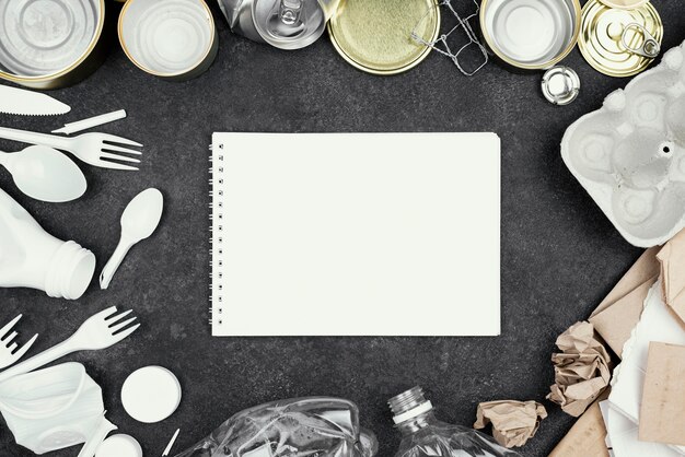 flat lay recycling  concept