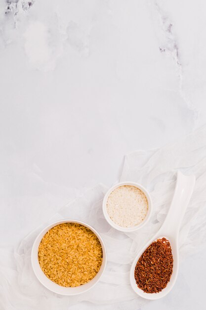 Flat lay rice composition with copyspace