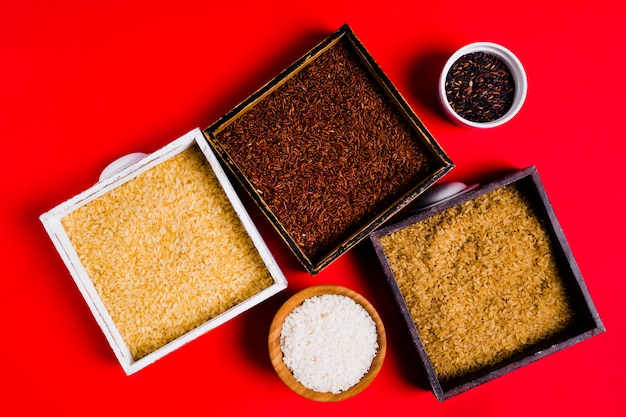 Free photo flat lay rice composition